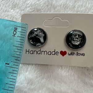 Frankenstein monster and bride of Frankenstein post stud earrings